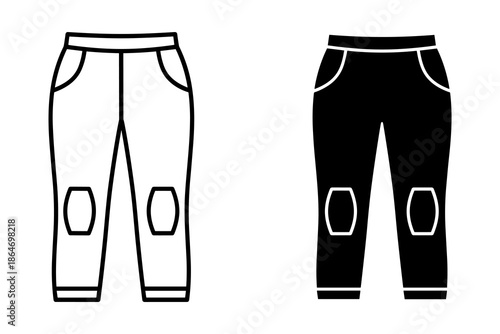 A detailed illustration of two pairs of pants in different colors