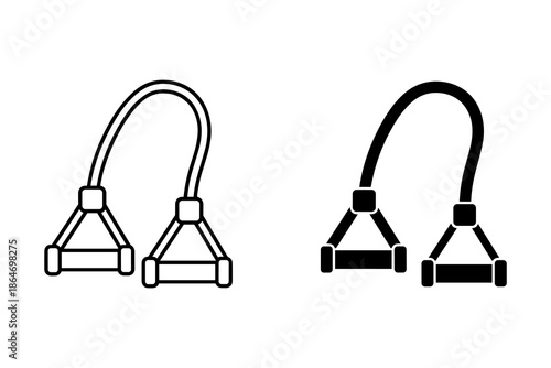 A pair of black and white resistance bands for fitness and exercise