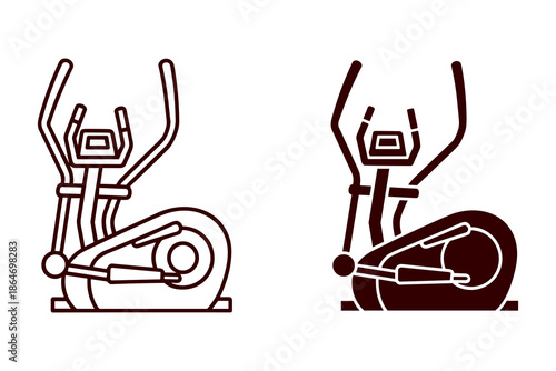 A black and white illustration of two elliptical trainers on a plain background