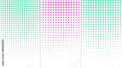 Halftone Dots Gradient Pattern Fading Green Pink Abstract Digital Background