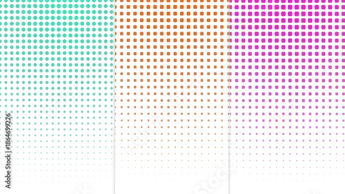 Colorful Halftone Dot Gradient Background with Teal Orange Magenta Transition