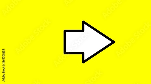 Looping right arrow animation. Animated video of a right arrow moving on a yellow background, alpha channel. 4K resolution.	