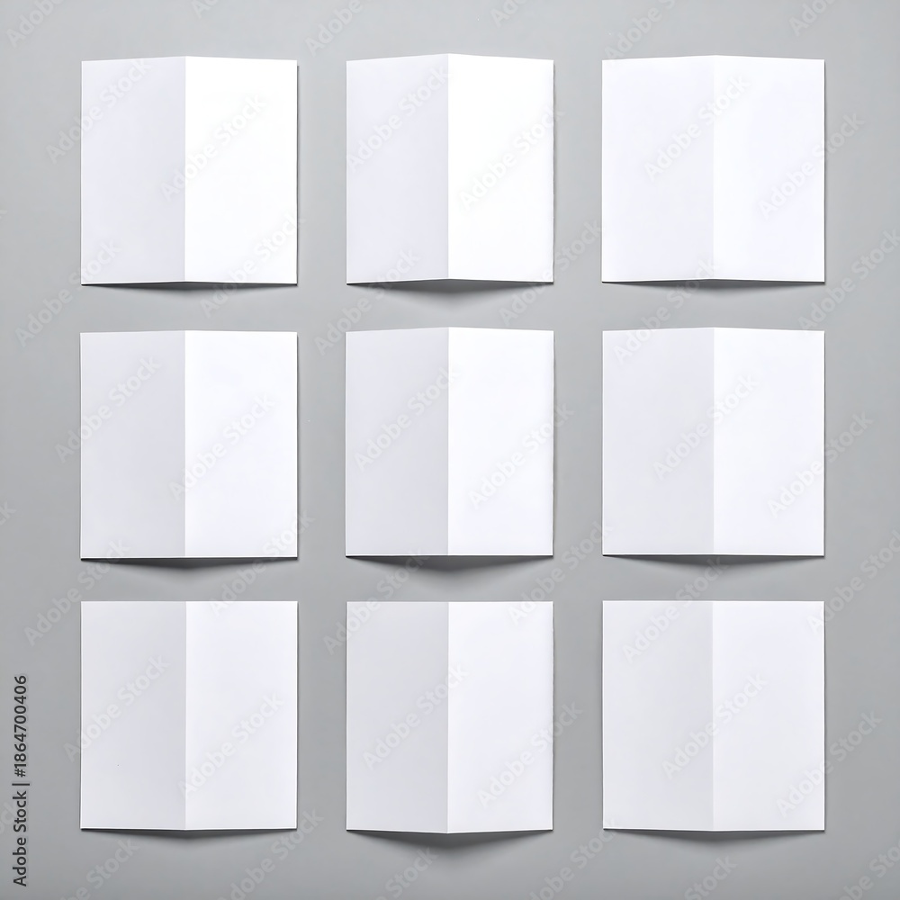 Fototapeta premium Blank folded papers on gray background