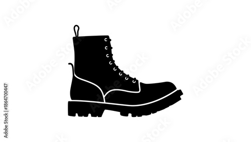 Work Boot symbol, black isolated silhouette