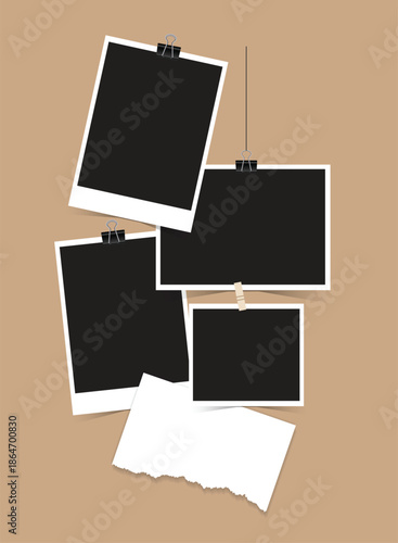 Realistic photo templates with shadows are framed by vector Polaroids. collage, collage templates, birthday collage, collage art