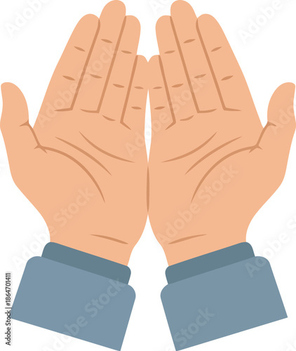 Ramadan Dua Hands Vector Illustration – Islamic Prayer Gesture for Fasting and Worship