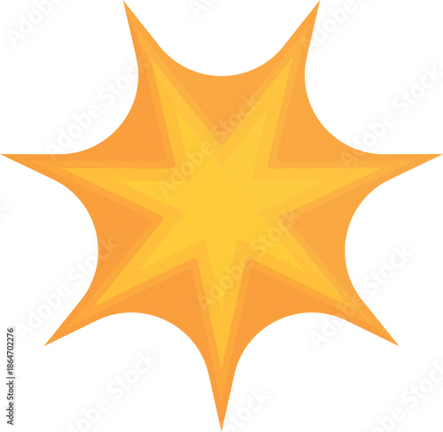 Orange eight pointed star representing achievement, success, and excellence, perfect for design projects needing a symbol of accomplishment