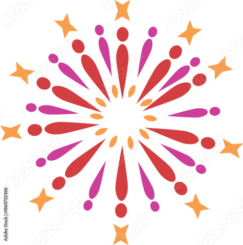 Festive fireworks display lighting up the night sky with vibrant colors, creating a celebratory atmosphere