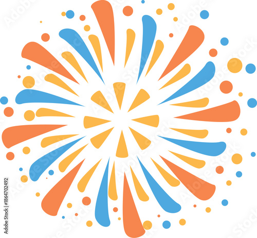 Brightly colored fireworks exploding against a white background, creating a festive atmosphere