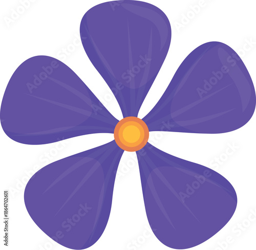 Vibrant purple flower with five petals and a yellow center, representing beauty and growth