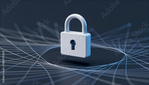 Wallpaper Mural corporate floating 3d lock with minimal network lines for security perfect for safer internet day Torontodigital.ca