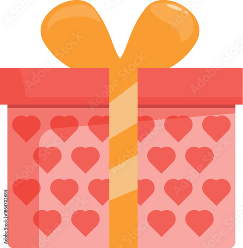 Lovely gift box with hearts and ribbon, perfect for valentine's day or any romantic occasion