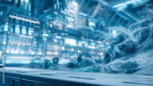 authentic human lifestyle concept Icy Green Cocktail in a Futuristic High-Tech Bar or Science Lab Video Footage modern commercial stock usage