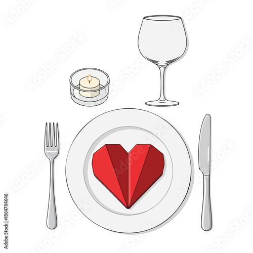 Romantic Dinner Table Cl Page Setup with Heart Shaped Page