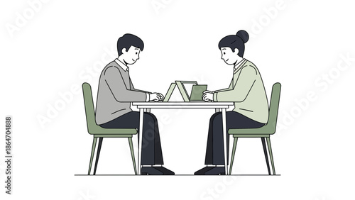 professional table tennis match between a man and woman with focus on digital devices