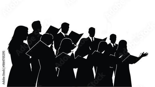 Diverse group of people singing together in harmony, unified by music and shared performance.