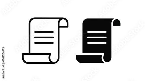 Black and white icons of two scrolls with lines on a plain white background.