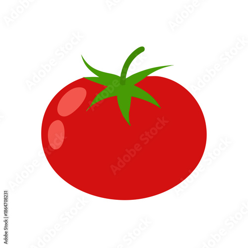 Fresh ripe red tomato vector illustration isolated on white background as a healthy organic vegetable ingredient for a juicy salad diet