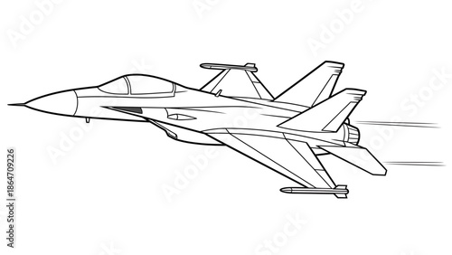 Military Jet Flying Through the Sky with Speed and Precision