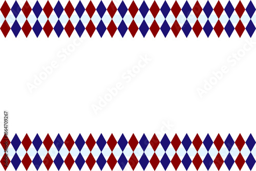 Classic Argyle Diamond Border Seamless Pattern – Red Blue and White Geometric Seamless Design