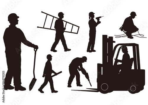 silhouettes of workers