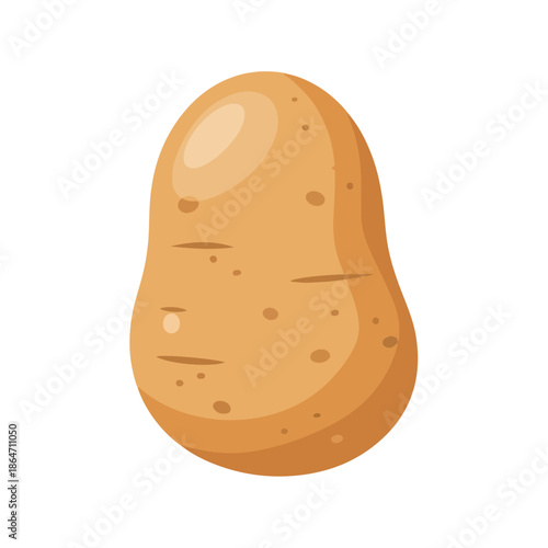 Cute Cartoon Russet Potato Illustration Isolated on White Background