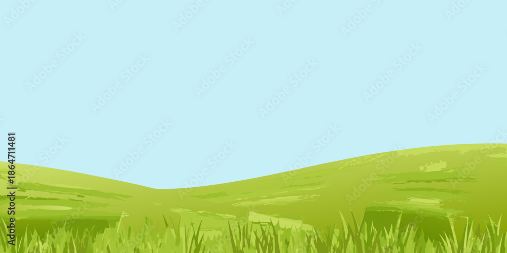 Obraz premium Simple landscape with rolling green hills and a clear blue sky