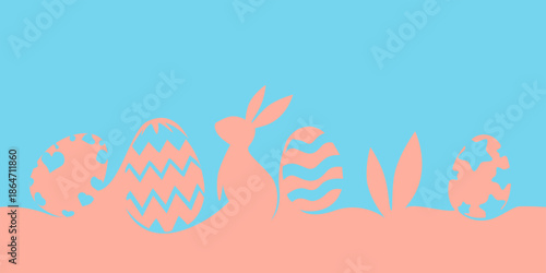 Happy Easter with easter eggs and bunny. Ilustration vector	