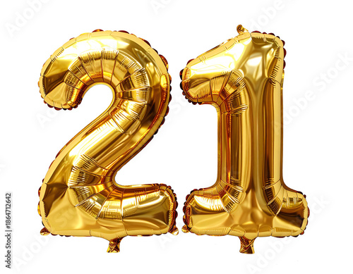 21 Gold Balloons + 3D Letter Decor for 21+ Party