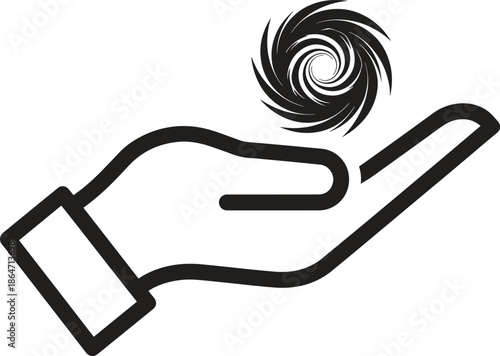 Hand Holding Abstract Swirling Vortex Icon