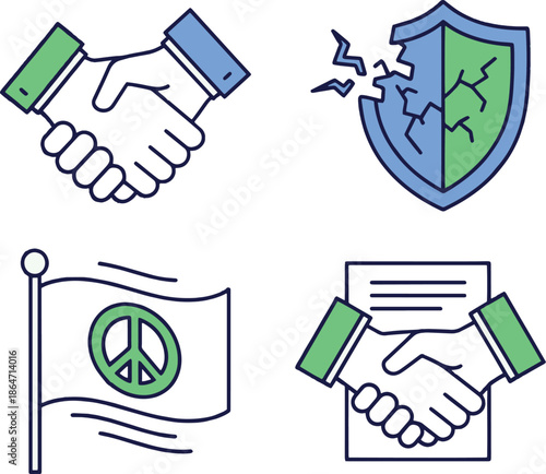 Peace, Agreement, and Conflict Resolution Icons