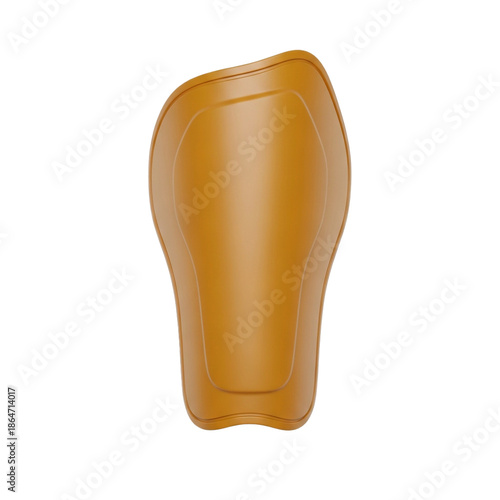 Close-up of a golden shin guard for sports protection.