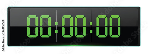 Green Digital Clock Display Showing Zeroes