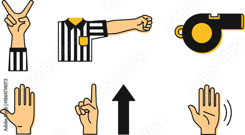 Referee Hand Signals and Sports Officiating Icons Collection