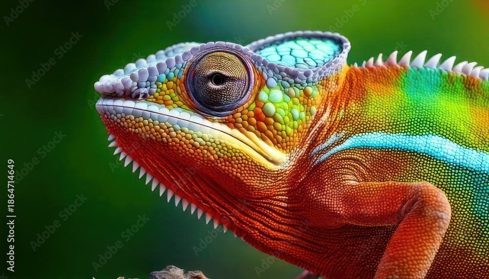 Obraz premium Vibrant Reptile Portrait with Iridescent Scales