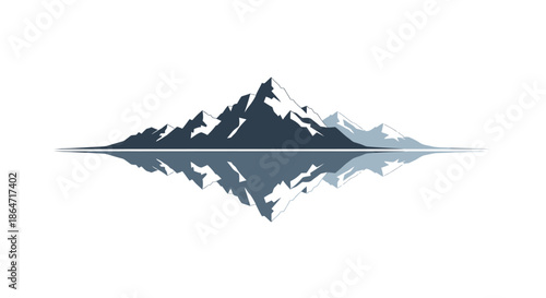 Majestic mountain range with striking reflection, symbolizing nature's grandeur and tranquility