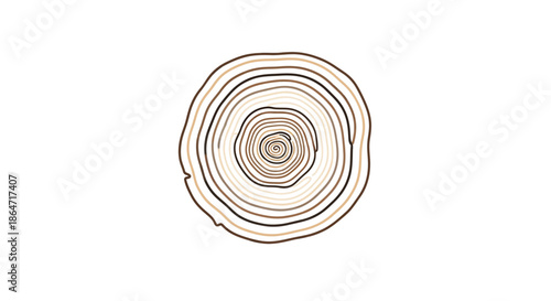 Abstract circular illustration of tree rings representing growth and age, with a natural, organic feel