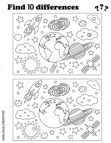Galaxy Explorer Differences Game – Planets and Rockets for Children