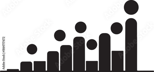 Black and white bar graph with rising trend illustration