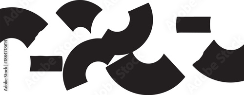 Black puzzle pieces on white background