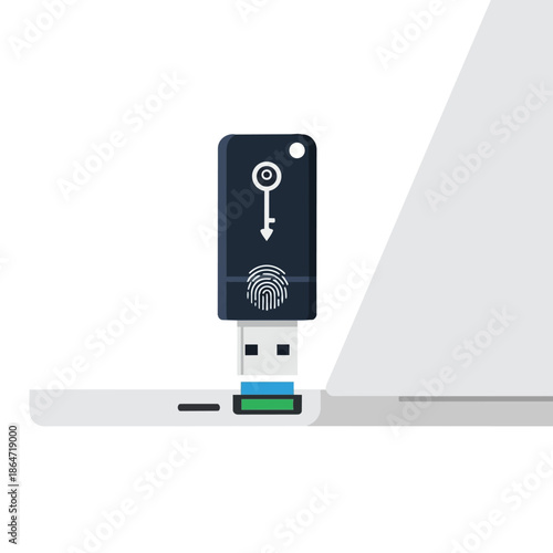 USB Security Key Inserted into Laptop Port

