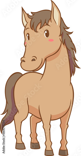 Cartoon character of light brown horse.