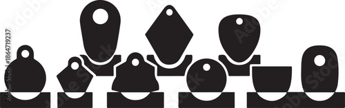 Collection of various black price tags and labels