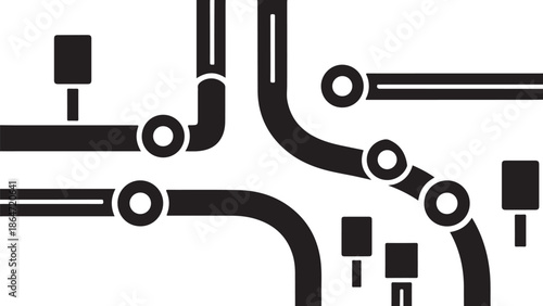 Black and white abstract road map illustration