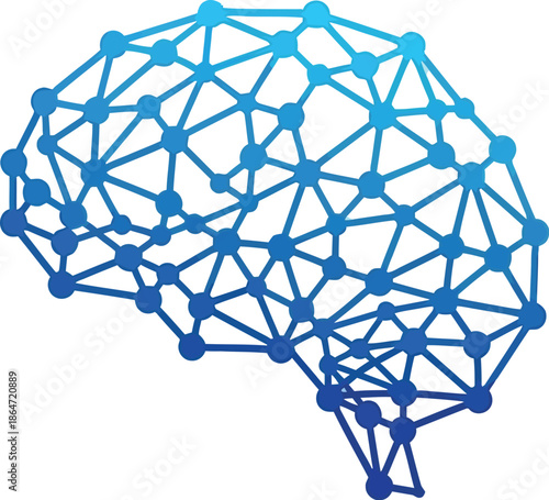 Digital illustration depicts a network structure symbolizing the human brain's complex neural connections for artificial intelligence concepts.