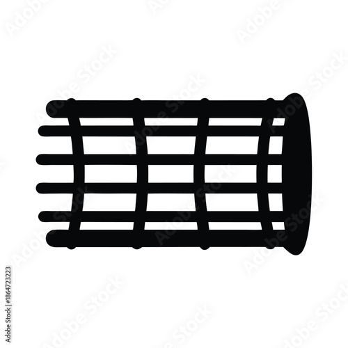 Black Silhouette of a Hair Roller with Grid Pattern for Hair Styling