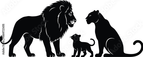 Lion Family Silhouette