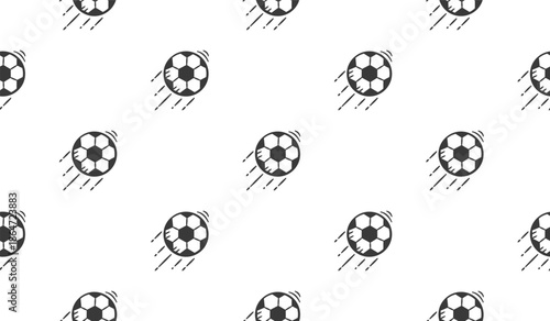 Football ball doodle icon seamless pattern background. Soccer ball sport tiled hand drawn illustration outlined vector background.	