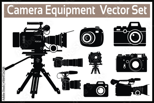 Camera Equipment Silhouette Vector Set