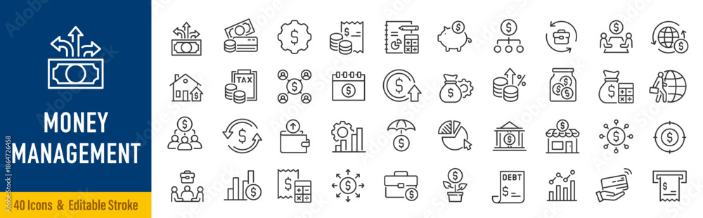 Φωτογραφία Money Management web icons in line style